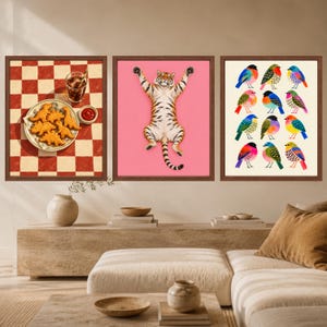 Pink Tiger Wall Art, Funny Animal Print, Maximalist Bedroom Decor (Digital Download) image 9