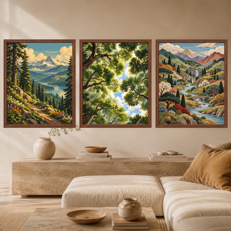 見上げる森のプリント、緑の天蓋の壁アート、バイオフィリックネイチャーポスター（デジタルダウンロード） 画像 8