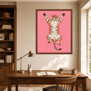 Pink Tiger Wall Art, Funny Animal Print, Maximalist Bedroom Decor (Digital Download) image 6