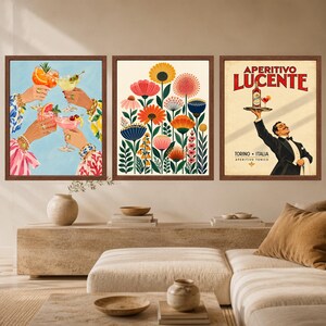 Colorful Floral Wall Art, Mid Century Botanical Print, Retro Folk Flower Poster, Digital Download image 9