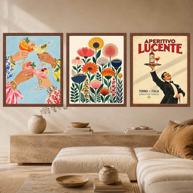Colorful Floral Wall Art, Mid Century Botanical Print, Retro Folk Flower Poster, Digital Download image 9