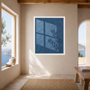 Blue Olive Branch Shadow Print, Minimalist Nature Wall Art (Digital Download) image 7
