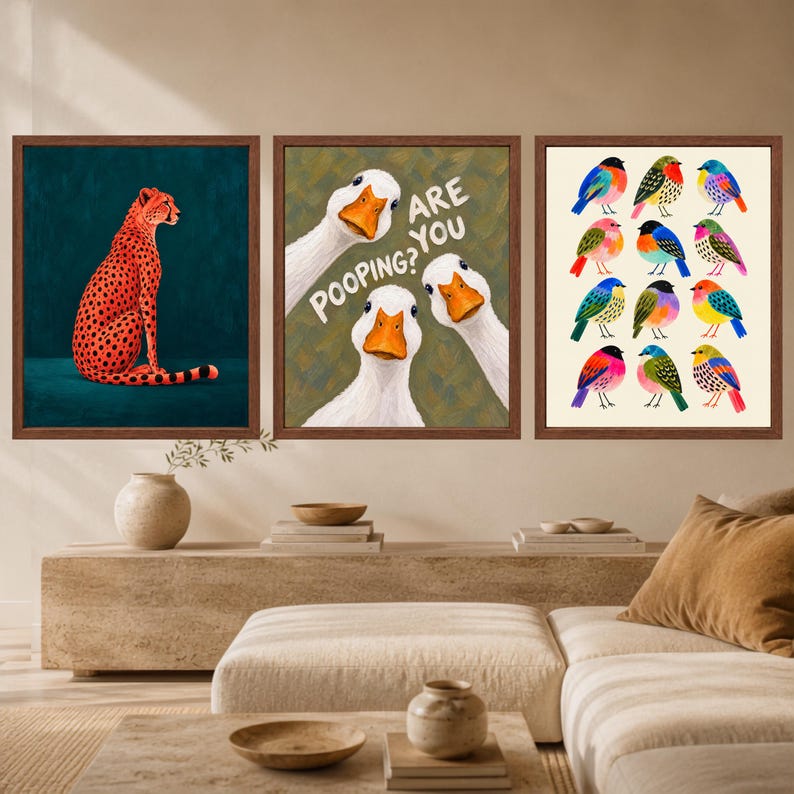Funny Goose Bathroom Print, Sage Green Toilet Humor Art (Digital Download) bild 9