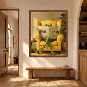 Funny Frog Reading Newspaper Art, Whimsical Animal Print, Mid-Century Decor (Digital Download) Bild 8