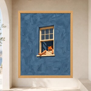 Woman Reading Window Print, Dusty Blue Wall Art, Book Lover Decor (Digital Download) image 8