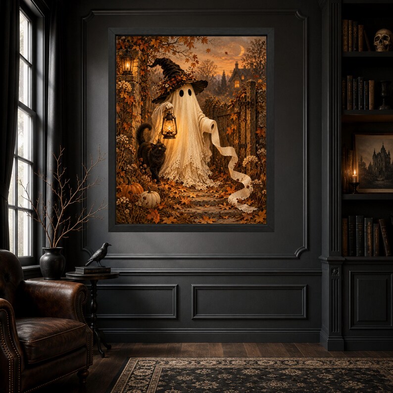 Funny Halloween Ghost Toilet Paper Print, Witch Hat, Black Cat, Autumn Decor (Digital Download) image 5