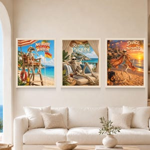Resting in Paradise Skeleton Poster, Funny Beach Vacation Art (Digital Download) imagen 10