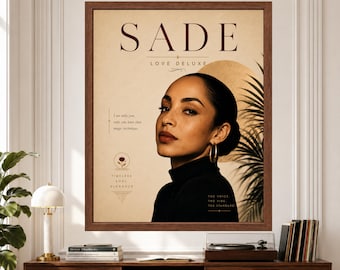 Sade Love Deluxe Poster, 90er-Jahre-Soul-Porträt, minimalistische Musikdekoration (Digitaler Download)