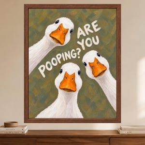 Funny Goose Bathroom Print, Sage Green Toilet Humor Art (Digital Download) bild 2