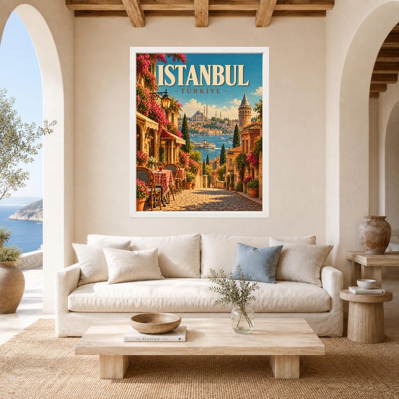 Istanbul Travel Poster, Türkiye Wall Art, Galata Tower Print, Bosphorus City Decor, Digital Download image 3