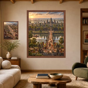 Angkor Wat 1200 CE Reconstructed Cityscape Print, Khmer Empire Art (Digital Download) image 7