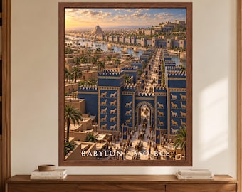Babylon Wall Art, Ishtar Gate Poster, Ancient Mesopotamia Print, Babylonian History Decor, Digital Download