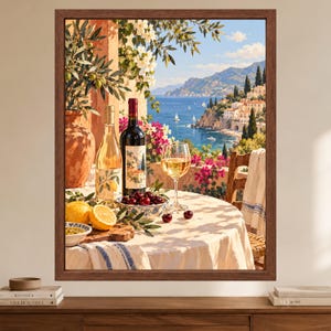 Mediterranean Wine and Lemon Print, Italian Coast Kitchen Decor (Digital Download) imagen 2