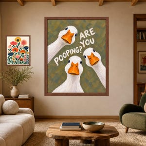 Funny Goose Bathroom Print, Sage Green Toilet Humor Art (Digital Download) bild 7