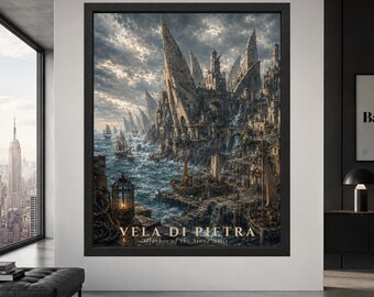 Vela di Pietra Gothic Harbor Print, Stormy Sea, Stone Sails (Digital Download)