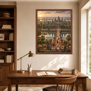 Angkor Wat 1200 CE Reconstructed Cityscape Print, Khmer Empire Art (Digital Download) image 6
