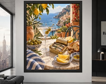 Sardine Wall Art, Tinned Fish Poster, Amalfi Coast Kitchen Print, Martini Decor, Digital Download
