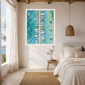 Aerial Marina Print, Turquoise Harbor, Mediterranean Boats (Digital Download) image 5
