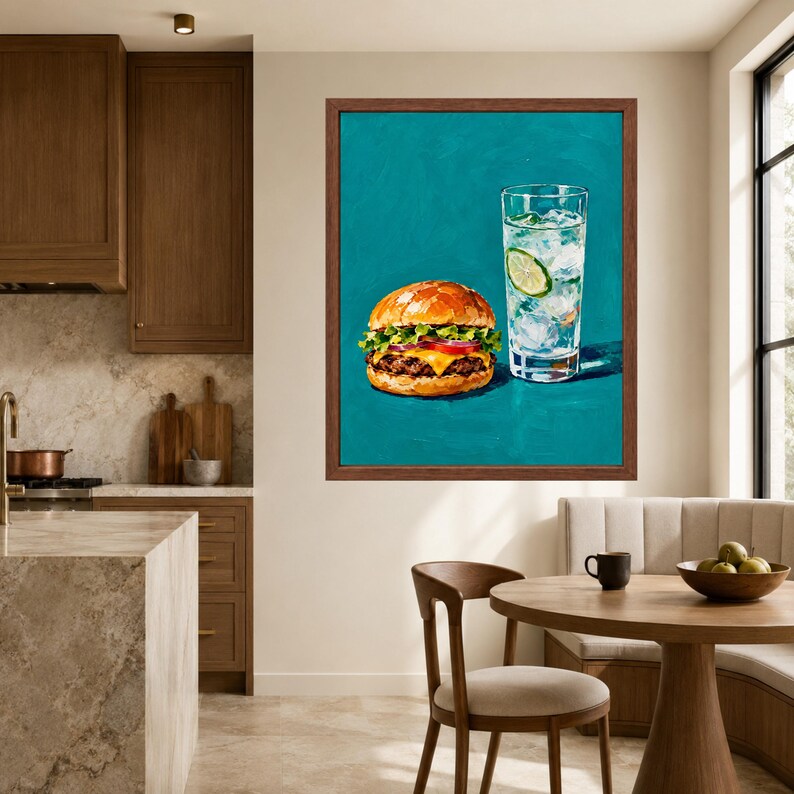 Cheeseburger and Lime Soda Print, Retro Kitchen Decor (Digital Download) image 7