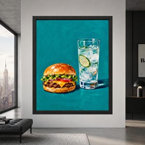 Cheeseburger and Lime Soda Print, Retro Kitchen Decor (Digital Download) image 8