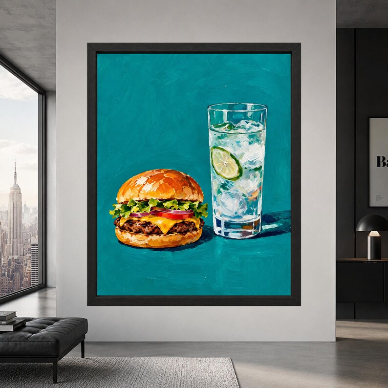 Cheeseburger and Lime Soda Print, Retro Kitchen Decor (Digital Download) image 8