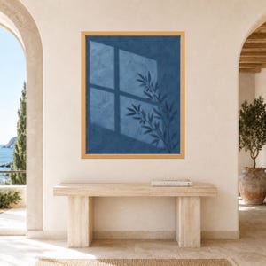 Blue Olive Branch Shadow Print, Minimalist Nature Wall Art (Digital Download) image 9