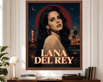 Lana Del Rey Vintage Americana Poster, Retro Motel Portographic Print (Digital Download)