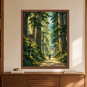 Japanese Forest Temple Path Print, Cedar Trees, Zen Woodland Art (Digital Download) image 7