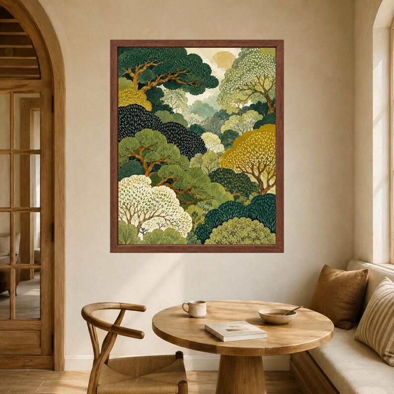 Wandbild mit Waldmotiv, grüner botanischer Druck, erdige Naturlandschaft (Digitaler Download) Bild 5