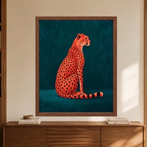 Cheetah Wall Art, Orange Teal Maximalist Animal Print (Digital Download) image 8