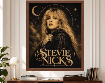 Stevie Nicks Vintage Rock Poster, Mystical Celestial Portrait Print (Digital Download)