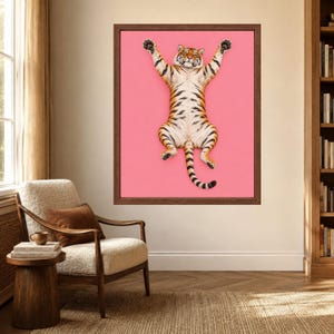 Pink Tiger Wall Art, Funny Animal Print, Maximalist Bedroom Decor (Digital Download) image 3