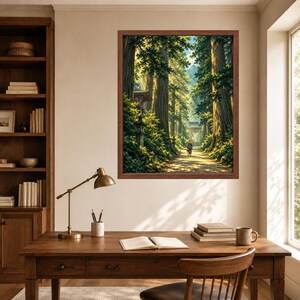 Japanese Forest Temple Path Print, Cedar Trees, Zen Woodland Art (Digital Download) image 6