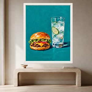 Cheeseburger and Lime Soda Print, Retro Kitchen Decor (Digital Download) image 6