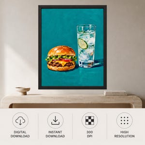 Cheeseburger and Lime Soda Print, Retro Kitchen Decor (Digital Download) image 10