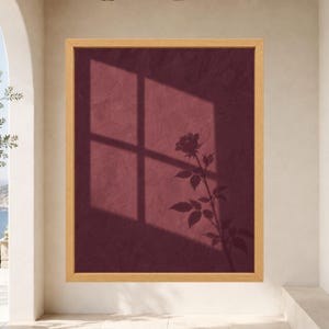 Burgundy Rose Shadow Print, Moody Botanical Wall Art (Digital Download) image 8