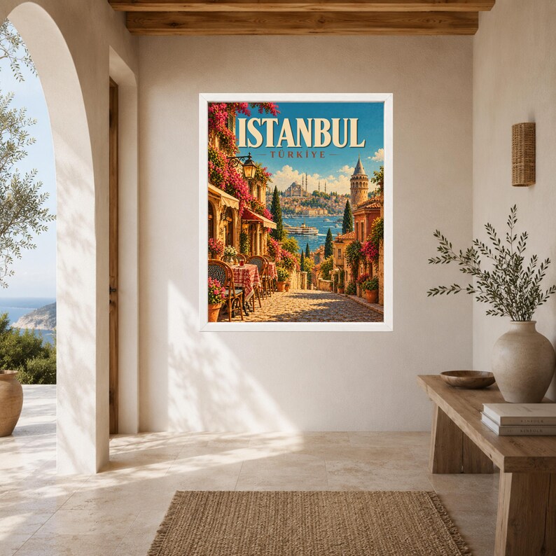 Istanbul Travel Poster, Türkiye Wall Art, Galata Tower Print, Bosphorus City Decor, Digital Download image 6