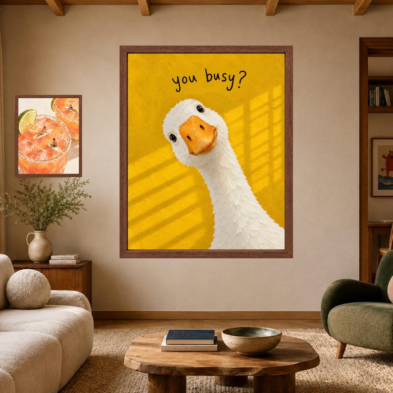 Funny Goose Print, You Busy? Yellow Animal Art (Digital Download) image 7