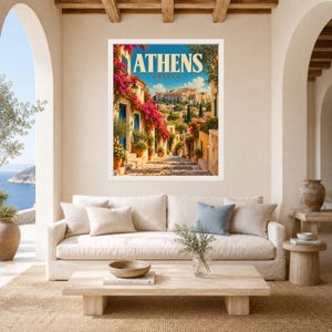 Athens Greece Travel Poster, Acropolis Wall Art, Parthenon Print, Mediterranean City Decor, Digital Download image 3