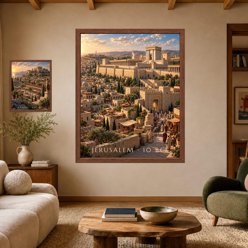 Jerusalem Wall Art, Second Temple Poster, Ancient Jerusalem Print, Biblical Archaeology Decor, Digital Download image 7