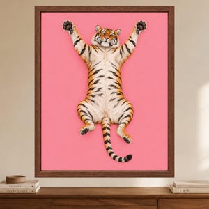 Pink Tiger Wall Art, Funny Animal Print, Maximalist Bedroom Decor (Digital Download) image 2