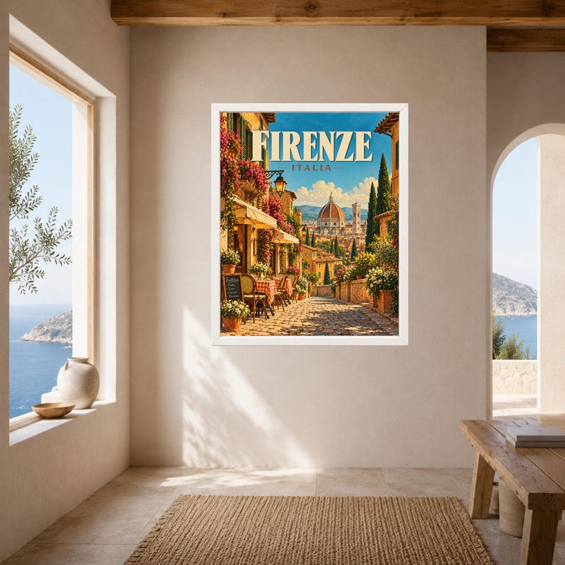 Florence Travel Poster, Duomo Wall Art, Italy Travel Print, Tuscany City Decor, Digital Download image 7