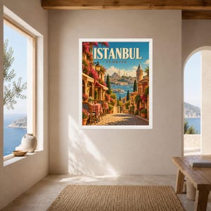 Istanbul Travel Poster, Türkiye Wall Art, Galata Tower Print, Bosphorus City Decor, Digital Download image 8