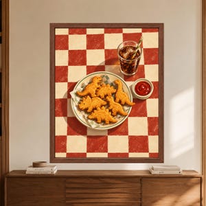 Dino Nugget Kitchen Print, Retro Diner Food Art (Digital Download) imagen 8