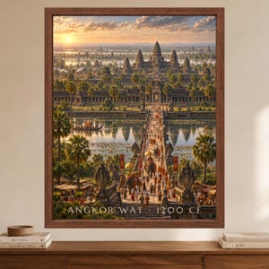 Angkor Wat 1200 CE Reconstructed Cityscape Print, Khmer Empire Art (Digital Download) image 2