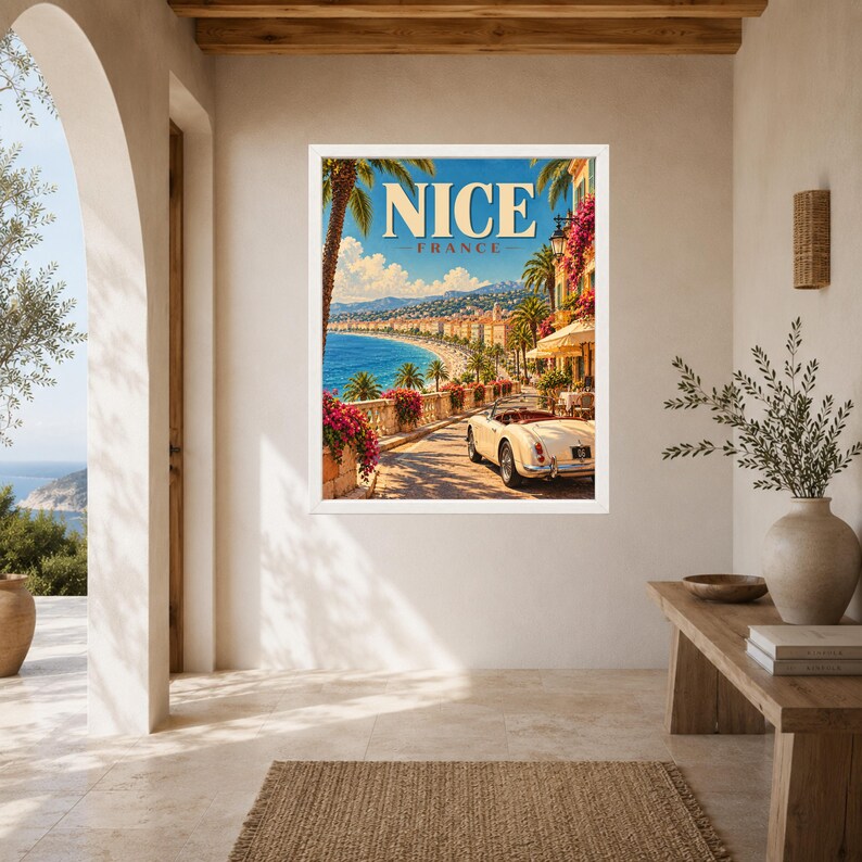 Nice France Travel Poster, French Riviera Coastal Art (Digital Download) image 6