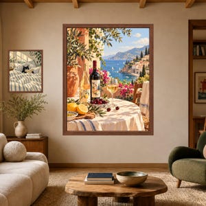 Mediterranean Wine and Lemon Print, Italian Coast Kitchen Decor (Digital Download) imagen 7