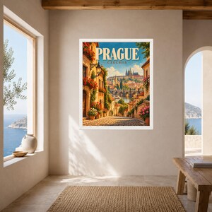 Prague Travel Poster, Charles Bridge Wall Art, Prague Castle Czech Republic Print, Digital Download image 7