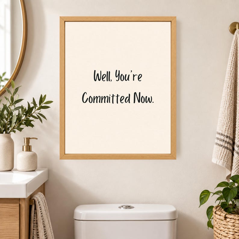 Funny Bathroom Wall Art, Toilet Humor Print, Black Lettering (Digital Download) image 5