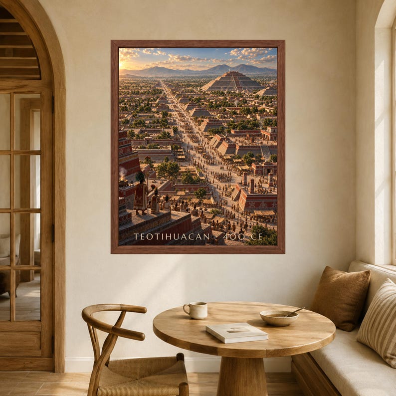 Teotihuacan 400 CE Reconstructed Cityscape, Pyramid of the Sun, Mesoamerican History Print (Digital Download) image 5